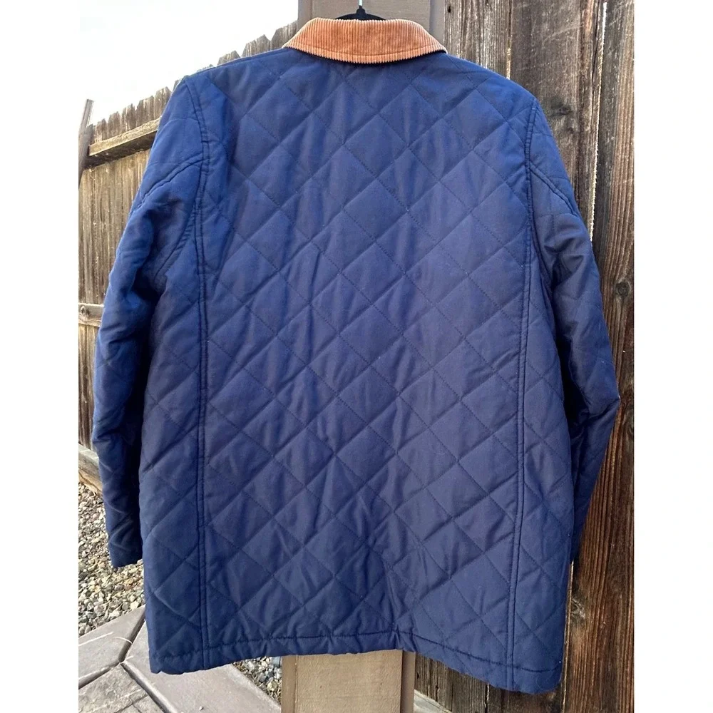 Lauren Ralph Lauren Jacket Womens PS Navy Quilted Corduroy Collar Barn Coat